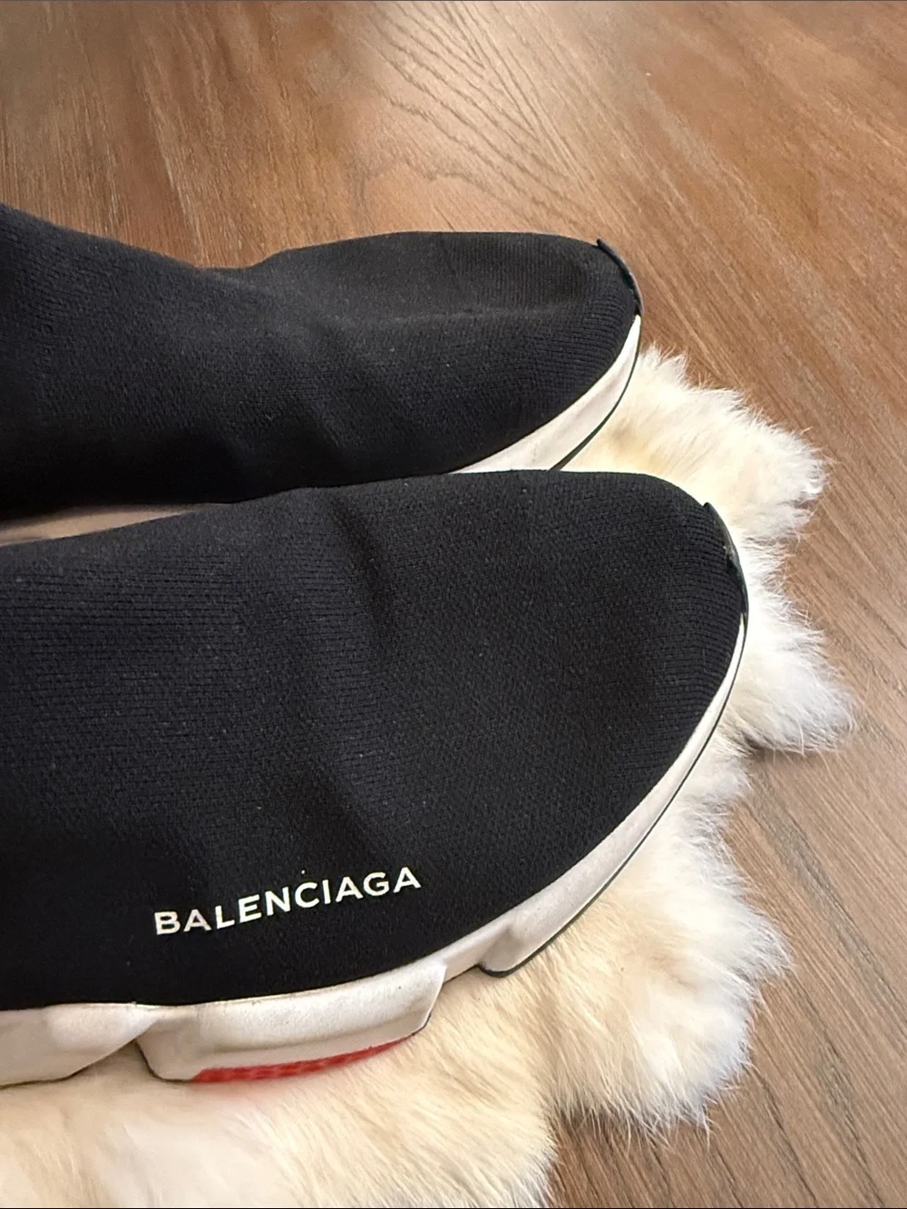 Balenciaga Speed Trainer Sock Sneakers Black Red White 12.5
